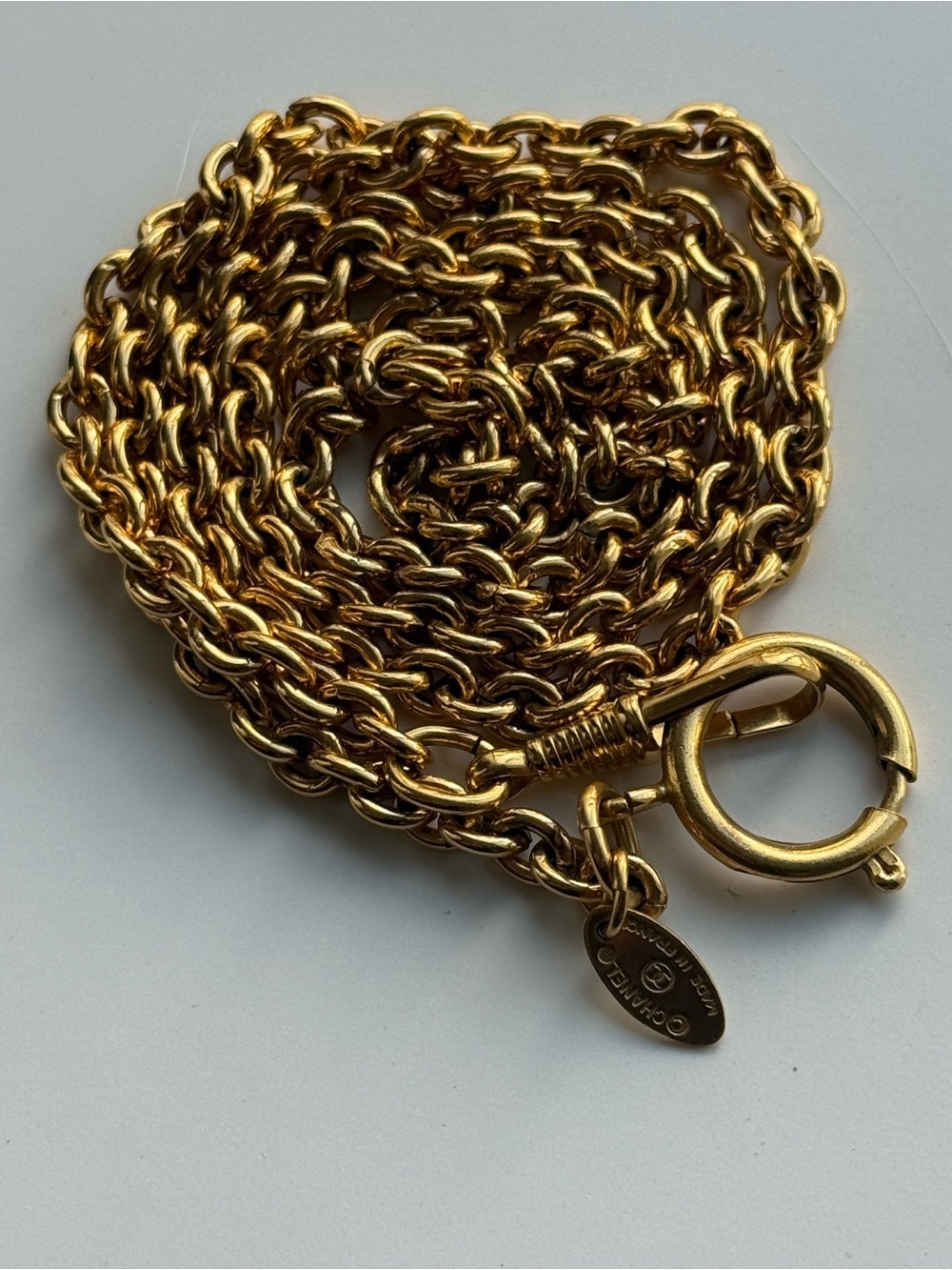 Vintage 1990s Chanel Gold Tone Chain Necklace 29” Made in France
